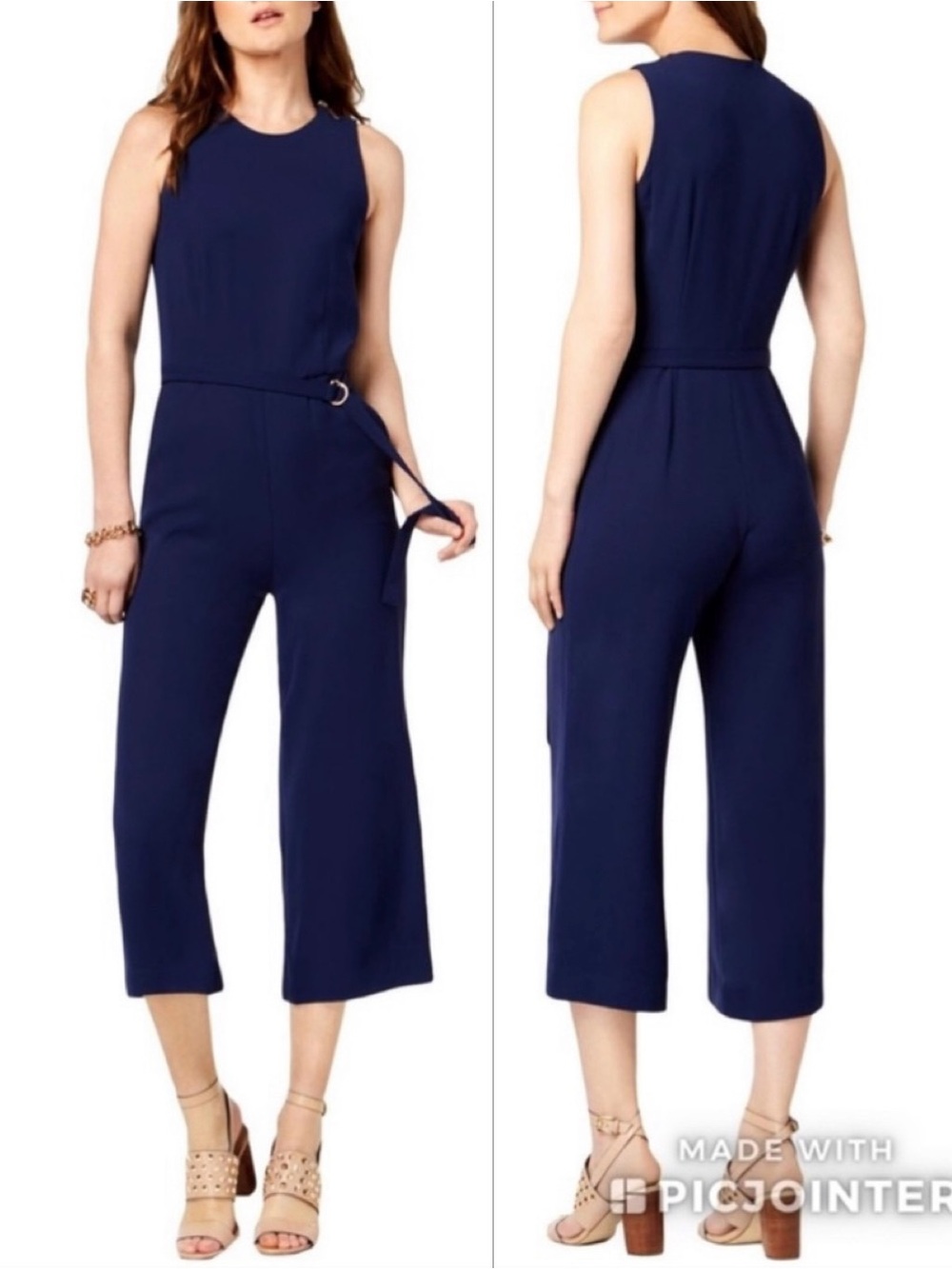 Michael Kors Navy Blue Sleeveless Wide Leg Jumpsuit in Women's Size XS